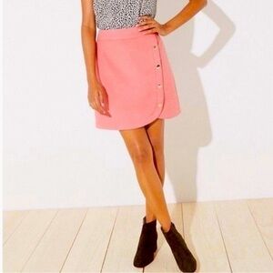 Loft Wool Blend Button Decorated Skirt in Pink Sandstone Size 2P
